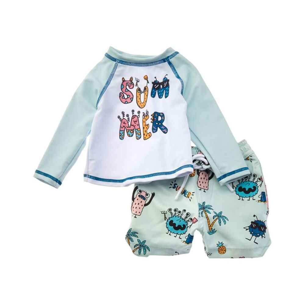 Sovereign Code Baby-Boys  2Pc Rashguard Top & Disruptor Swim Trunk Set, Green